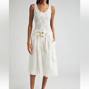 NWT New ZIMMERMANN Illuminate Belted Cotton Bermuda Knee Shorts In Ivory Size 3